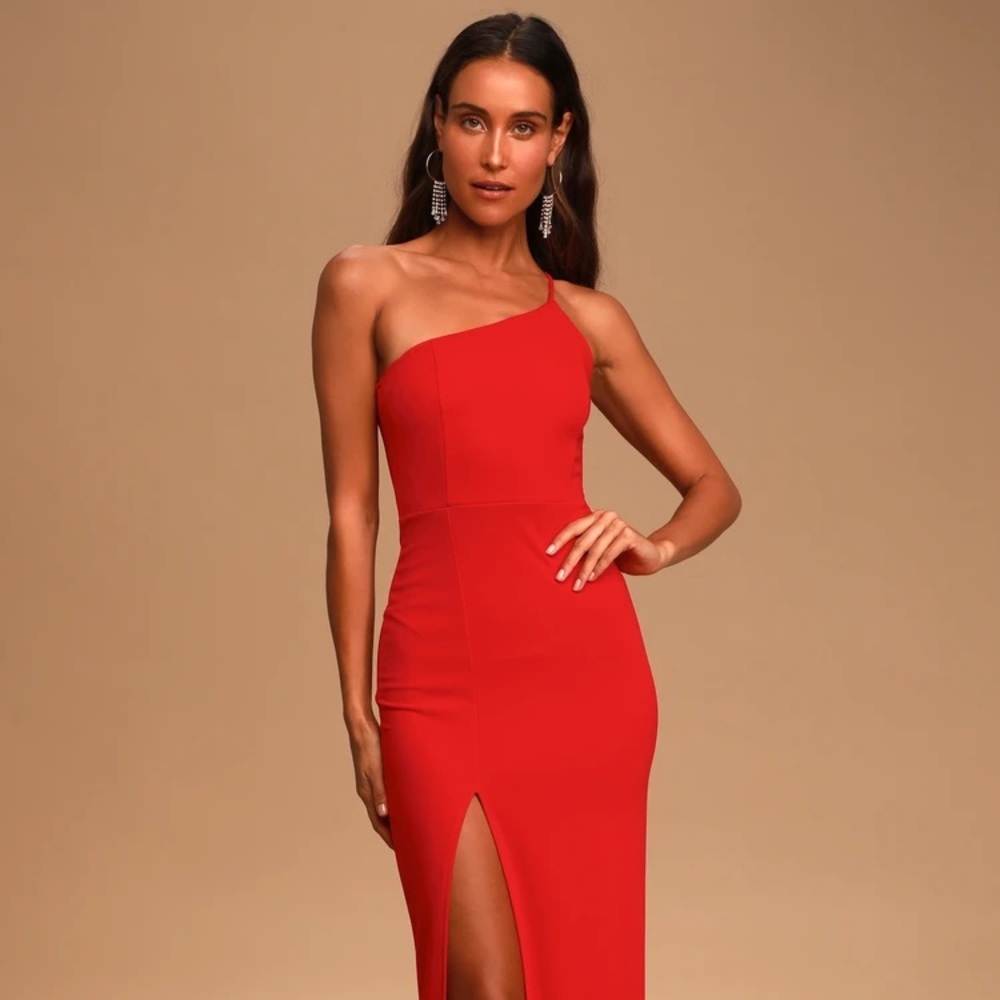 Lulu's Keeper of My Heart Red One-Shoulder Dress